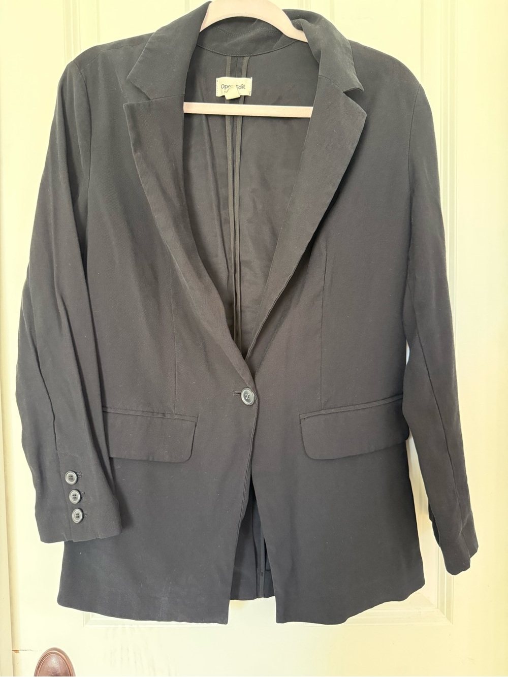 Open Edit Black Single-Button Tailored Blazer
